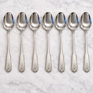 Stanley Roberts Rogers BRENTWOOD - NORCREST Beaded Soup Spoons Lot of 7